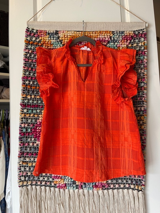 THML Tops - THML Bright Orange Ruffle Sleeve Blouse